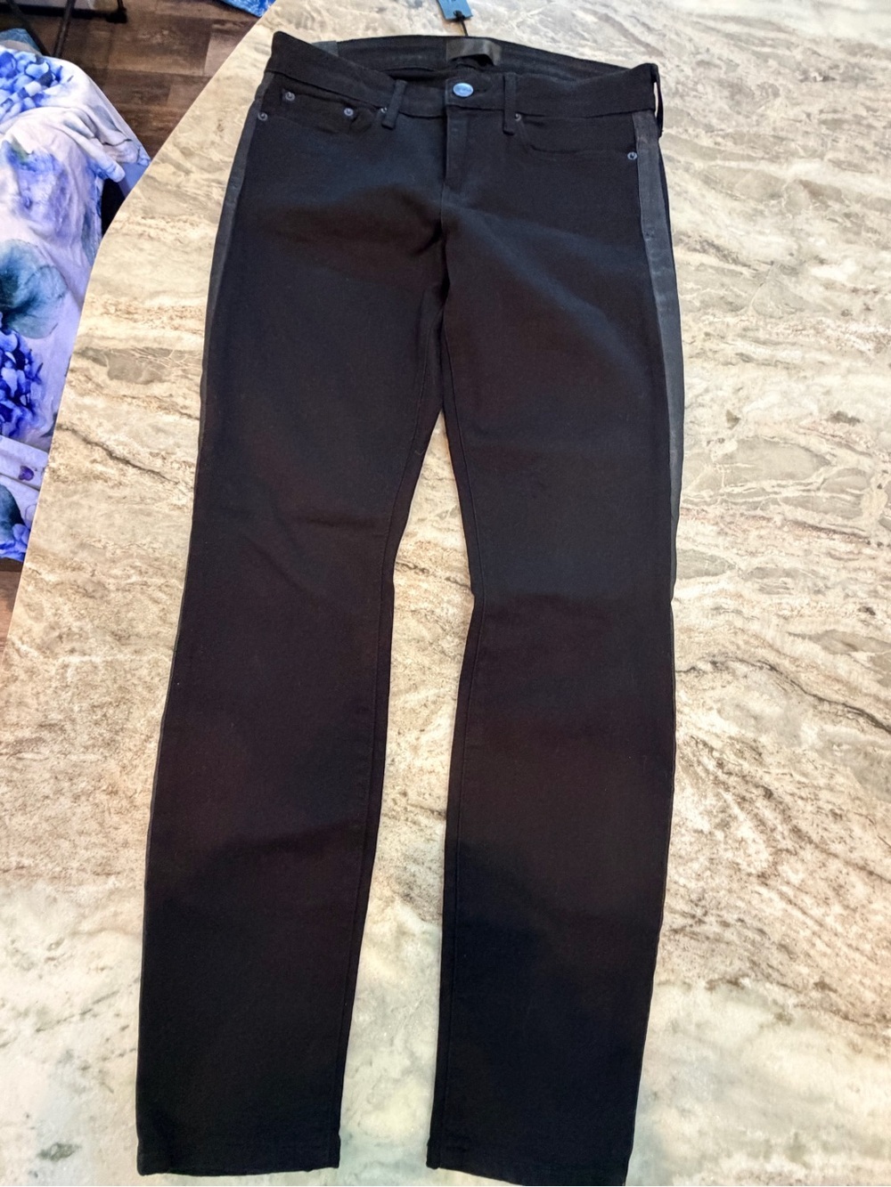 Vince Black Skinny Jeans Tuxedo Stripe Pants Size 27 NWT